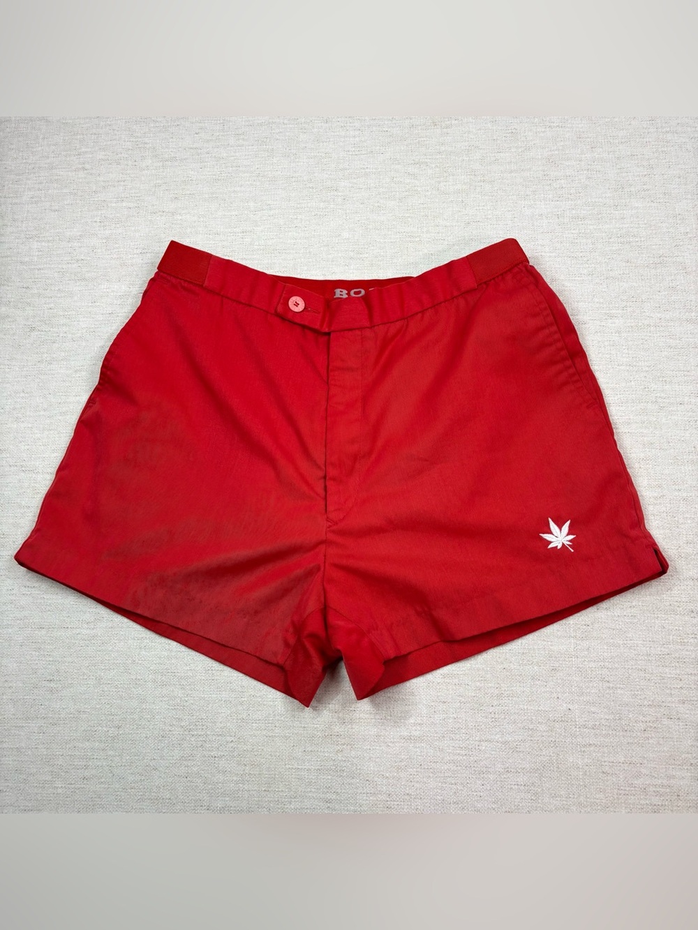 Boast women size 2 high rise Red chino Shorts Embroidered Leaf casual